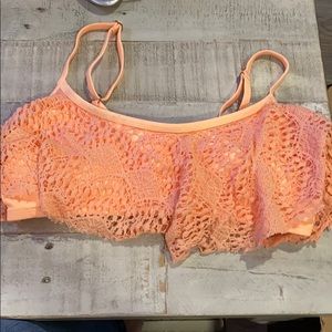 Peach lace bikini top
